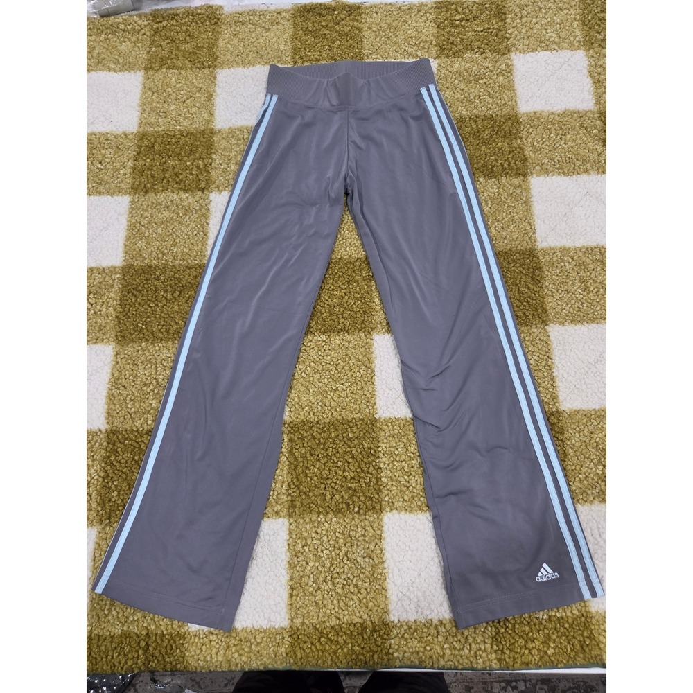 Adidas Womens Gray Blue 3-Stripe Track Pants Straight Leg AV1001 Size Small Y2K